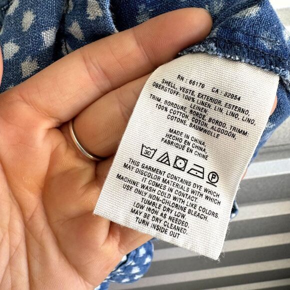 Anthropologie Hei Hei Romper Womens Size 4 Polka Dot Linen Pockets Chambray Boho - Picture 4 of 13